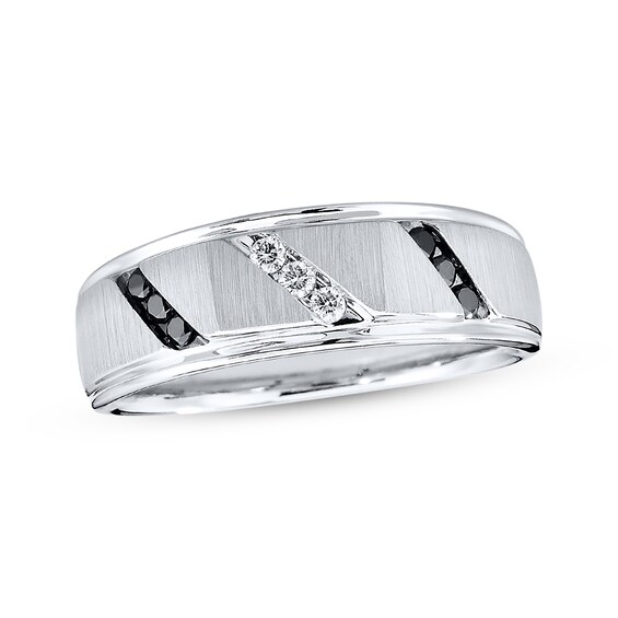 Previously Owned Men's Diamond Band 1/5 ct tw Black/White 10K White Gold Size 7.25