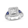 Thumbnail Image 1 of Previously Owned Diamond & Sapphire Engagement Ring 3/4 ct tw Princess & Round-cut 14K White Gold