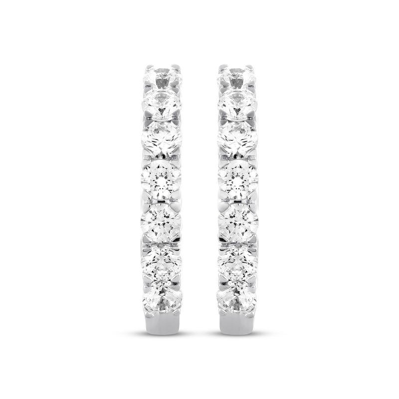 Main Image 2 of Previously Owned THE LEO Diamond Hoop Earrings 1-1/2 ct tw Round-cut 14K White Gold
