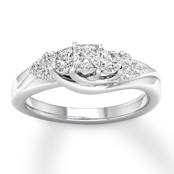 Previously Owned Three-Stone Diamond Ring 3/4 ct tw 14K White Gold