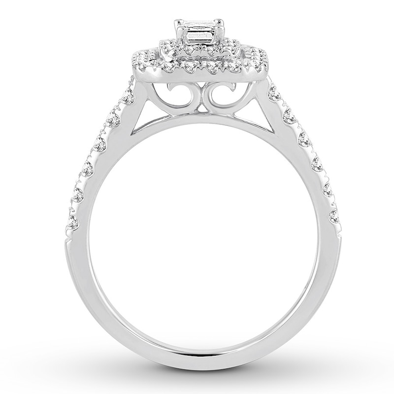 Main Image 2 of Previously Owned Emerald-Cut Diamond Engagement Ring 1 ct tw 14K White Gold