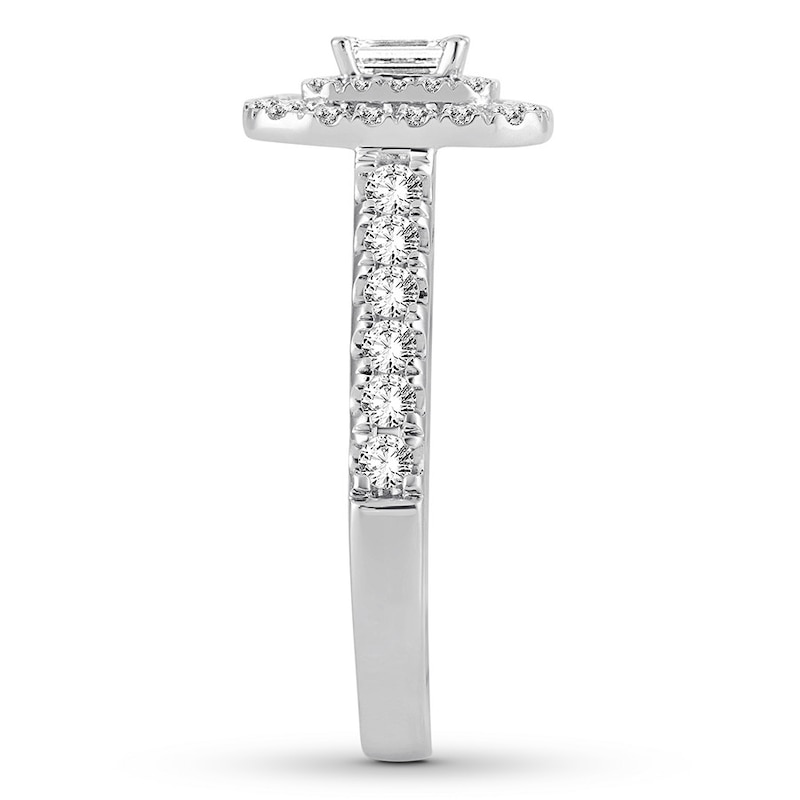 Main Image 3 of Previously Owned Emerald-Cut Diamond Engagement Ring 1 ct tw 14K White Gold