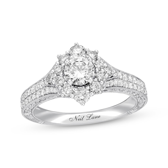 Previously Owned Neil Lane Diamond Engagement Ring 1-3/8 ct tw Round-cut 14K White Gold Size 8