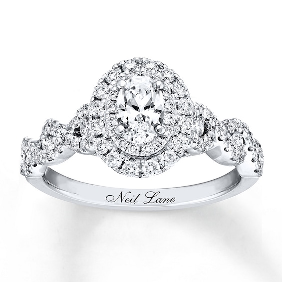 Previously Owned Neil Lane Bridal Diamond Ring 1-1/6 ct tw Oval & Round-cut 14K White Gold Size