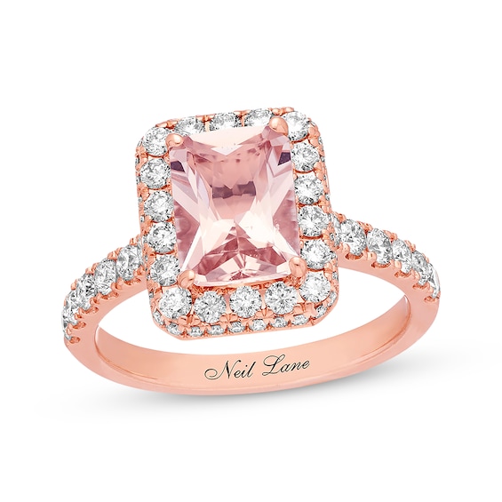 Previously Owned Neil Lane Morganite Engagement Ring 1 ct tw Diamonds 14K Rose Gold Size 4