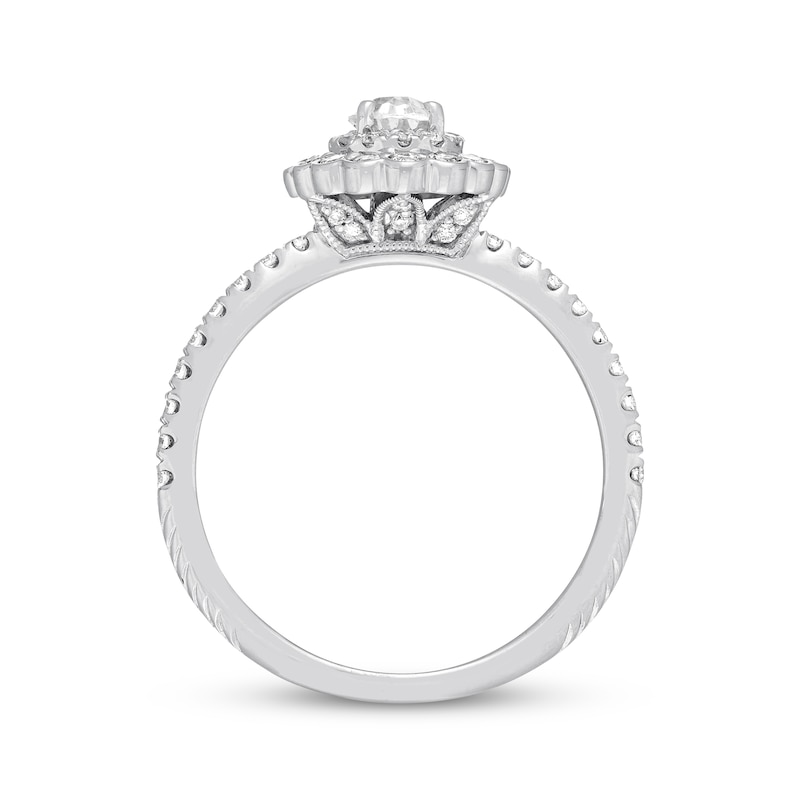Previously Owned Neil Lane Diamond Engagement Ring 7/8 ct tw Oval & Round-cut 14K White Gold