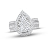 Previously Owned Pear-Shaped Diamond Engagement Ring 2 ct tw Round & Baguette-cut 10K Whte Gold