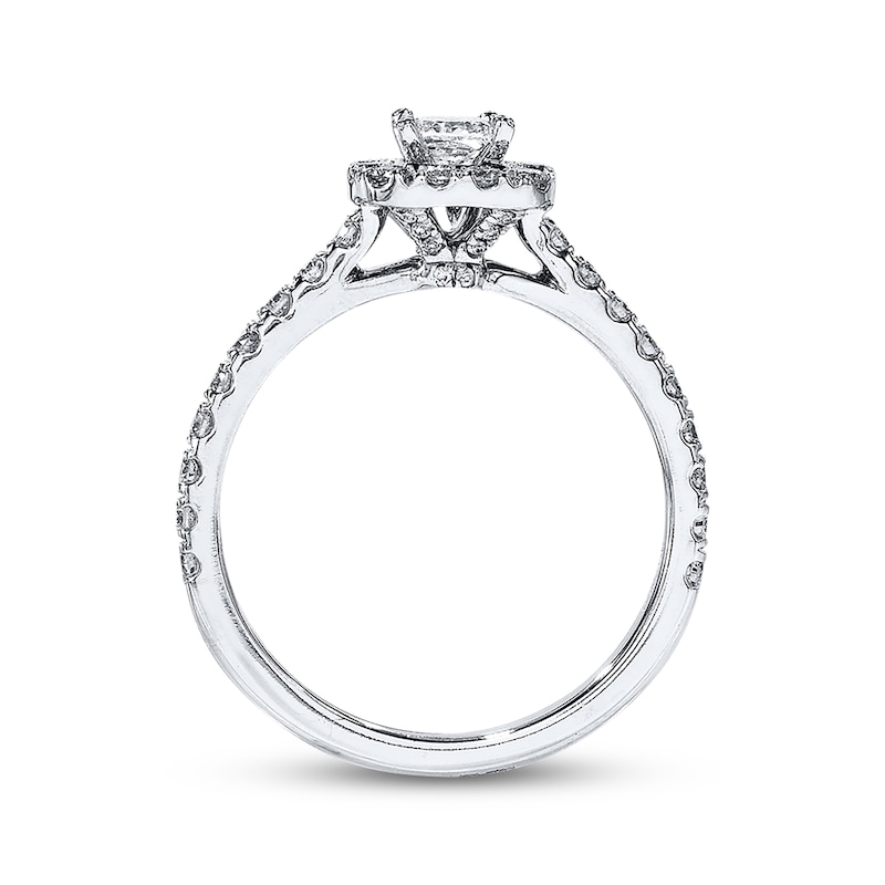 Main Image 3 of Previously Owned Neil Lane Engagement Ring 7/8 ct tw Princess & Round-cut Diamonds 14K White Gold - Size 4.75