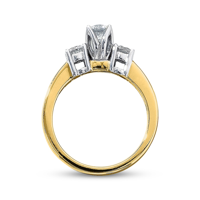 Main Image 3 of Previously Owned Three-Stone Diamond Ring 1 ct tw Round-cut 14K Yellow Gold Size 4