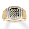 Thumbnail Image 1 of Previously Owned Men's Brown & White Diamond Ring 1/2 ct tw 10K Yellow Gold Size 5.25