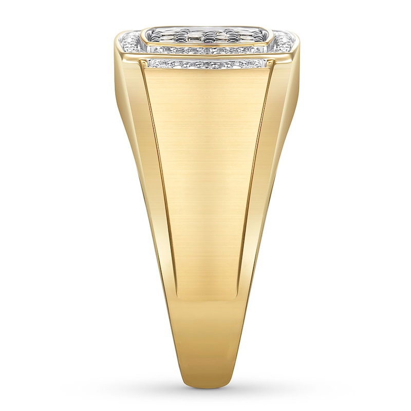 Main Image 3 of Previously Owned Men's Brown & White Diamond Ring 1/2 ct tw 10K Yellow Gold Size 5.25