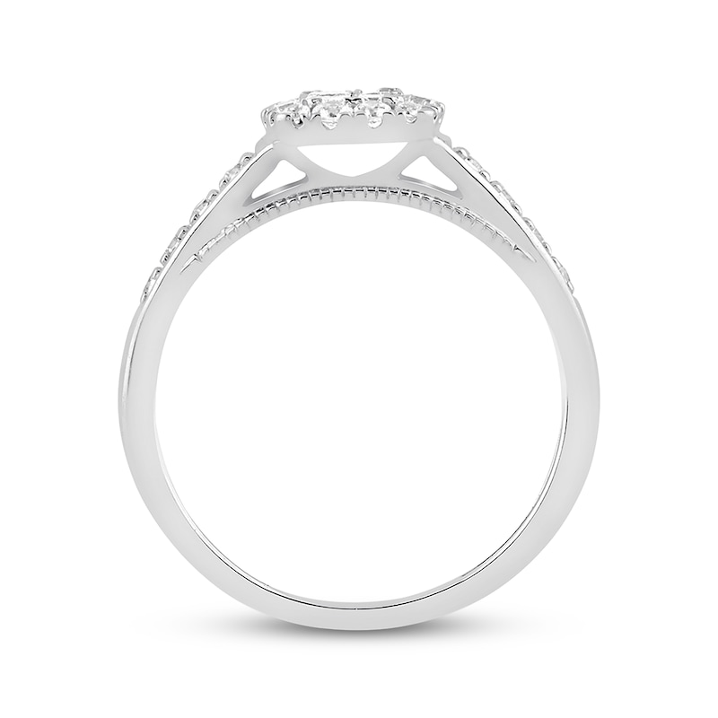 Main Image 3 of Previously Owned Diamond Ring 1/2 ct tw Princess/Round 10K White Gold - Size 4