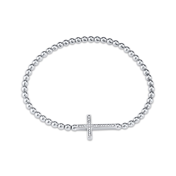 Previously Owned Cross Stretch Bracelet 1/10 ct tw Diamonds Sterling Silver