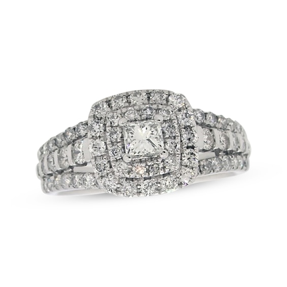 Previously Owned Diamond Engagement Ring 1-1/4 ct tw Princess & Round-cut 14K White Gold