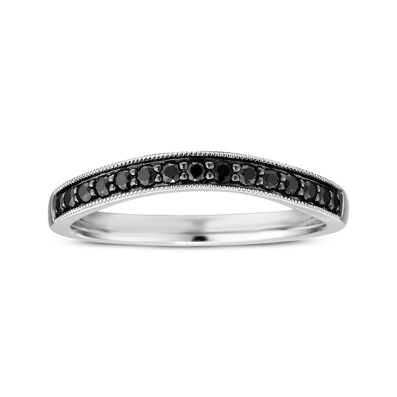 Previously Owned Black Diamond Wedding Band 1/4 ct tw Round-cut 14K White Gold