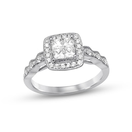 Previously Owned Diamond Engagement Ring 5/8 ct tw Princess & Round-cut 14K White Gold