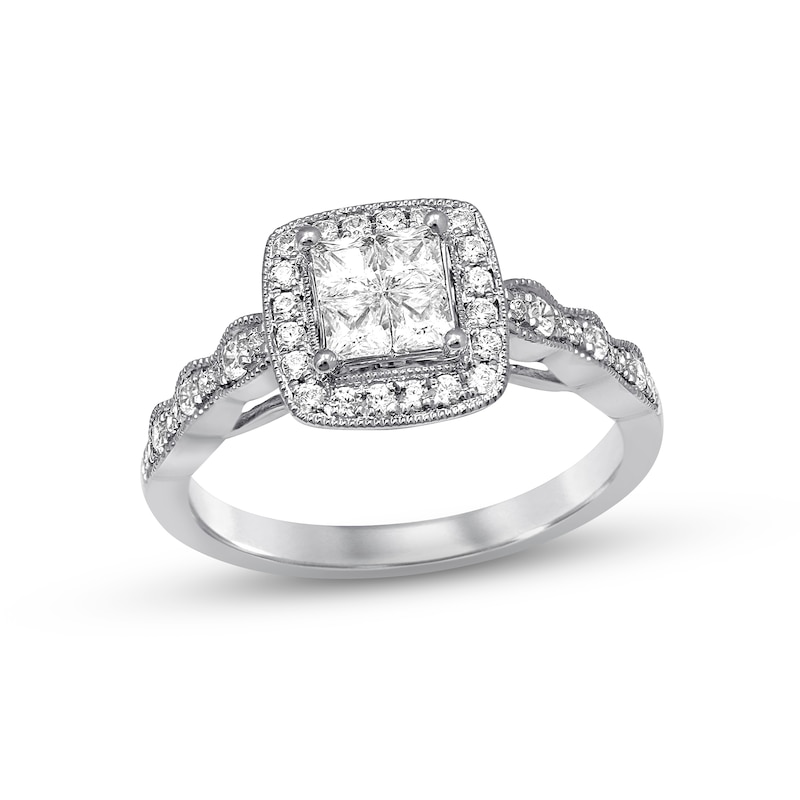 Previously Owned Diamond Engagement Ring 5/8 ct tw Princess & Round-cut 14K White Gold