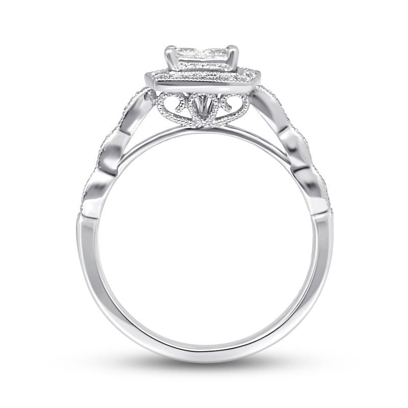Main Image 2 of Previously Owned Diamond Engagement Ring 5/8 ct tw Princess & Round-cut 14K White Gold