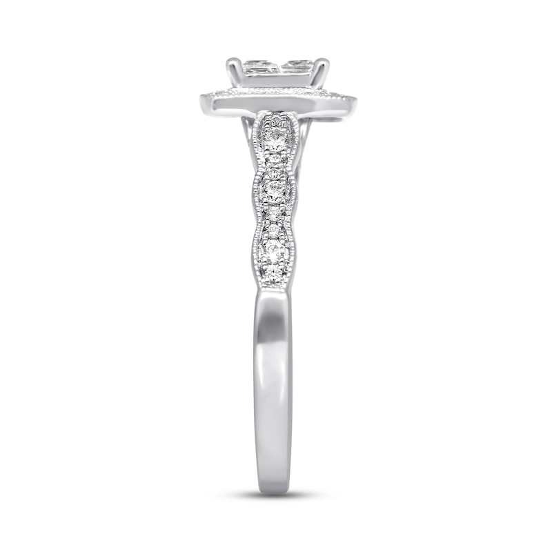 Main Image 3 of Previously Owned Diamond Engagement Ring 5/8 ct tw Princess & Round-cut 14K White Gold