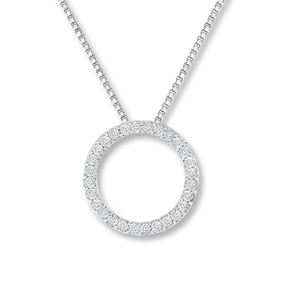 Previously Owned Circle Necklace 1/5 ct tw Diamonds 10K White Gold 18"