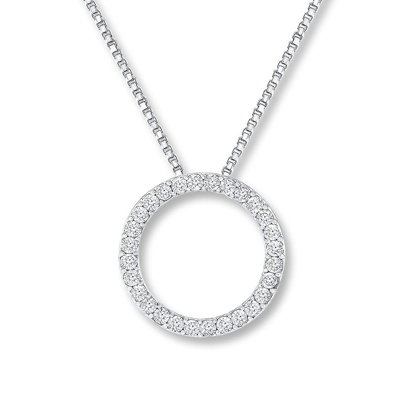 Main Image 1 of Previously Owned Circle Necklace 1/5 ct tw Diamonds 10K White Gold 18&quot;