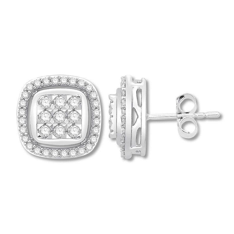 Main Image 1 of Previously Owned Diamond Stud Earrings 1/2 ct tw 10K White Gold