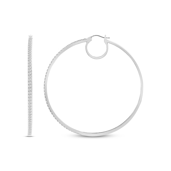 Previously Owned Diamond Hoop Earrings 1/10 ct tw Round-cut Sterling Silver
