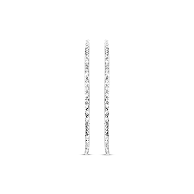 Main Image 2 of Previously Owned Diamond Hoop Earrings 1/10 ct tw Round-cut Sterling Silver