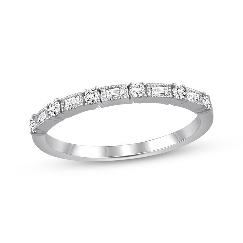 Main Image 1 of Previously Owned Diamond Anniversary Band 1/5 cttw Round and Baguette-Cut 14K White Gold