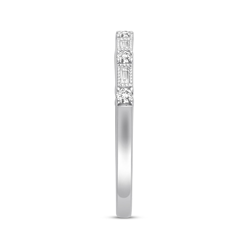 Main Image 2 of Previously Owned Diamond Anniversary Band 1/5 cttw Round and Baguette-Cut 14K White Gold