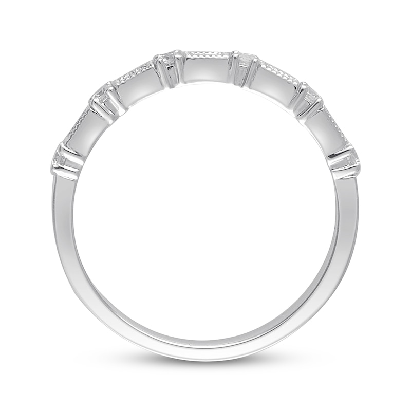 Main Image 3 of Previously Owned Diamond Anniversary Band 1/5 cttw Round and Baguette-Cut 14K White Gold