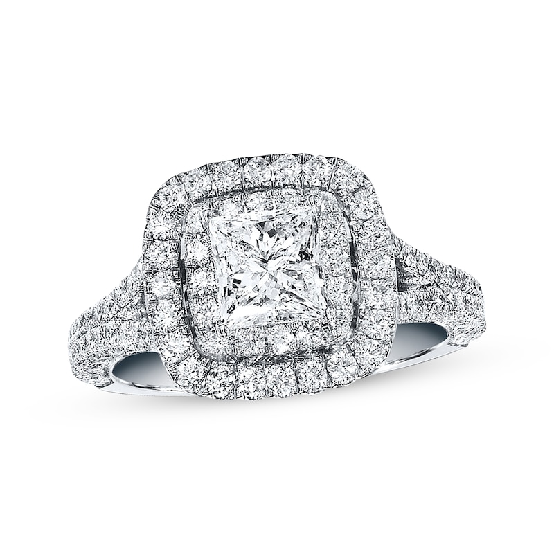 Main Image 1 of Previously Owned Neil Lane Diamond Engagement Ring 2 cttw Princess & Round-cut 14K White Gold - Size 5.5