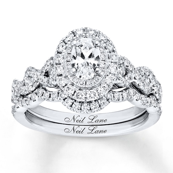 Previously Owned Neil Lane Diamond Bridal Set 1-1/3 Carats tw Oval & Round-cut 14K White Gold