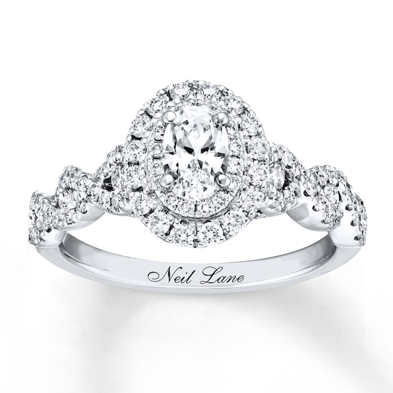 Previously Owned Neil Lane Bridal Diamond Ring 1-1/6 ct tw Oval/Round-cut 14K White Gold