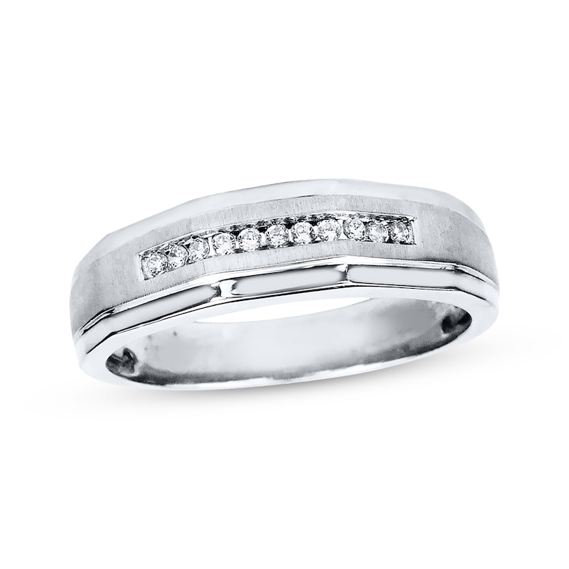 Previously Owned Men's Diamond Wedding Band 1/10 ct tw 10K White Gold