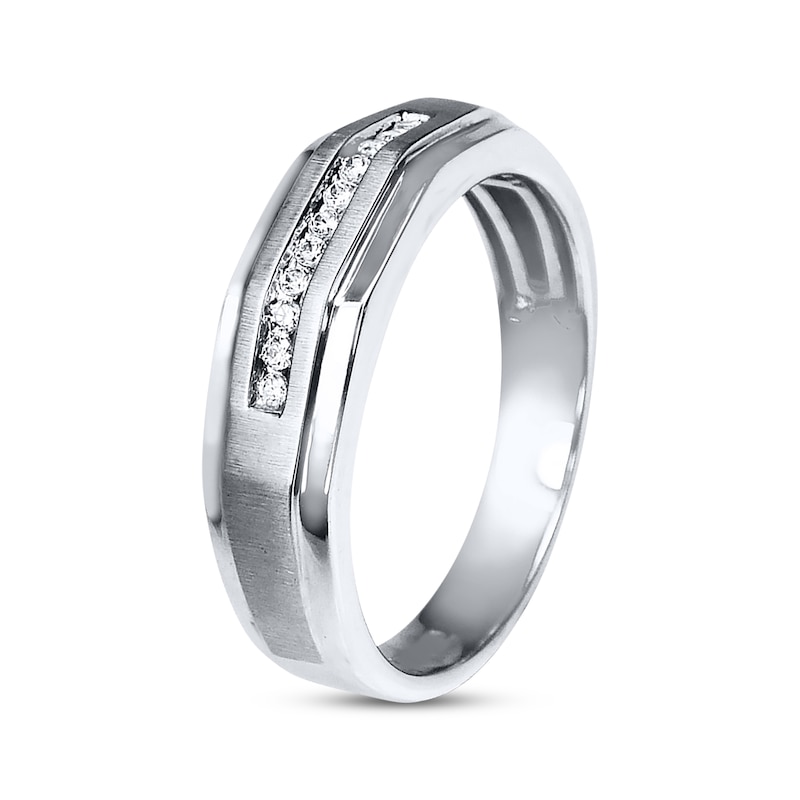 Previously Owned Men's Diamond Wedding Band 1/10 ct tw 10K White Gold