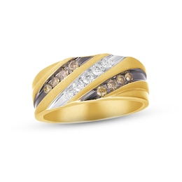 Previously Owned Men's Brown Diamond Wedding Band 1/2 ct tw Round-cut 10K Yellow Gold