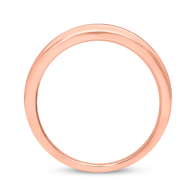 Main Image 3 of Previously Owned Men's Black/White Diamond Wedding Band 1/4 ct tw Round-cut 10K Rose Gold