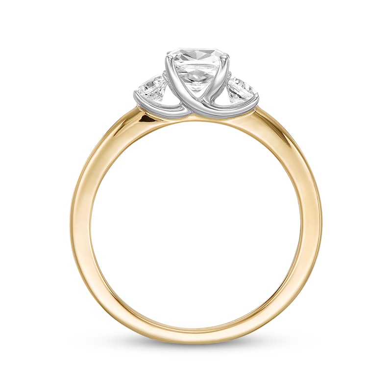 Previously Owned Three-Stone Diamond Engagement Ring 1 ct tw Cushion & Round 14K Two-Tone Gold
