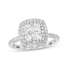 Previously Owned Diamond Engagement Ring 1-1/2 ct tw Princess & Round-cut 14K White Gold