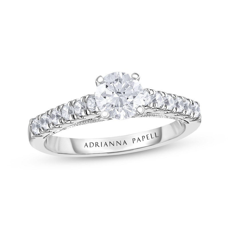 Main Image 1 of Previously Owned Adrianna Papell Diamond Engagement Ring 1 ct tw Round-cut 14K White Gold
