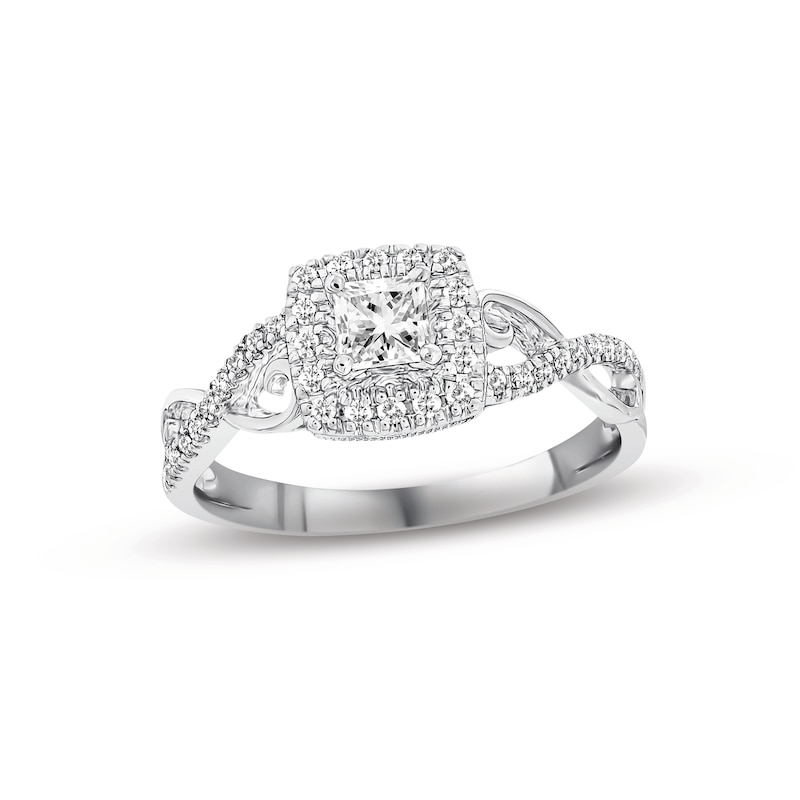 Previously Owned  Diamond Engagement Ring 3/8 ct tw Princess & Round-cut 10K White Gold