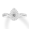 Thumbnail Image 1 of Previously Owned Diamond Engagement Ring 1/2 ct tw Pear/Round 14K White Gold