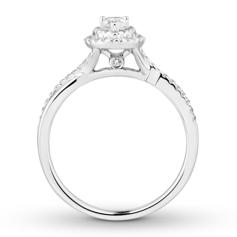 Previously Owned Diamond Engagement Ring 1/2 ct tw Pear/Round 14K White Gold