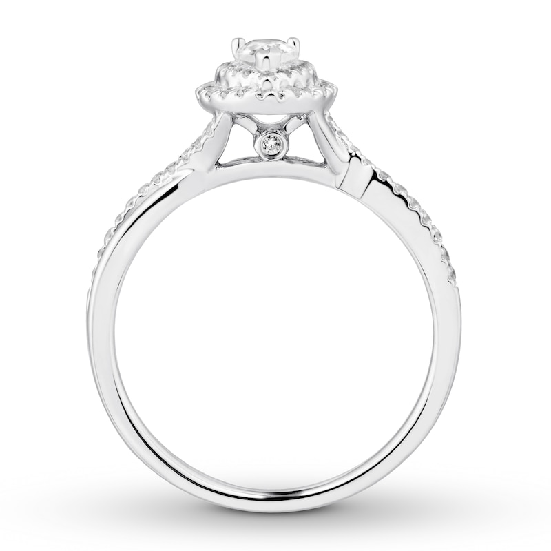 Main Image 2 of Previously Owned Diamond Engagement Ring 1/2 ct tw Pear/Round 14K White Gold