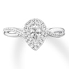 Thumbnail Image 3 of Previously Owned Diamond Engagement Ring 1/2 ct tw Pear/Round 14K White Gold