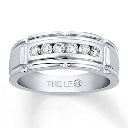 Previously Owned Men's THE LEO Wedding Band 3/8 ct tw Leo Diamonds 14K White Gold