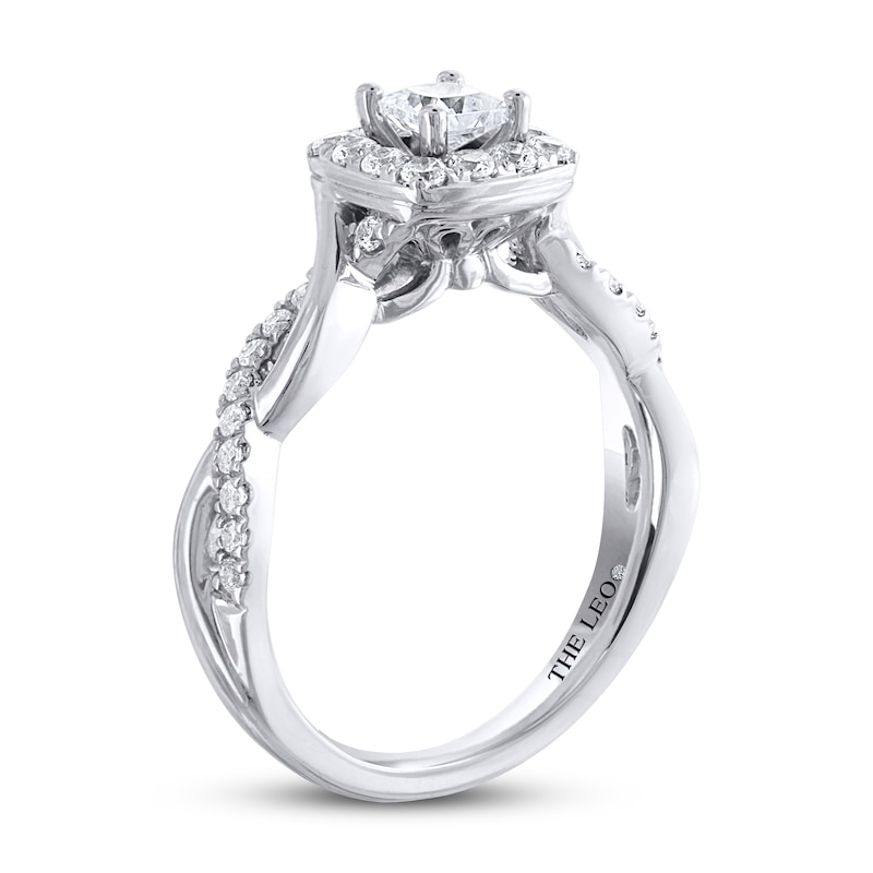 Previously Owned THE LEO Diamond Engagement Ring 3/4 ct tw Princess & Round-cut 14K White Gold