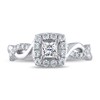 Thumbnail Image 3 of Previously Owned THE LEO Diamond Engagement Ring 3/4 ct tw Princess & Round-cut 14K White Gold