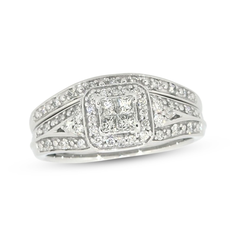 Main Image 1 of Previously Owned Diamond Bridal Set 1/3 ct tw Princess & Round-cut 10K White Gold